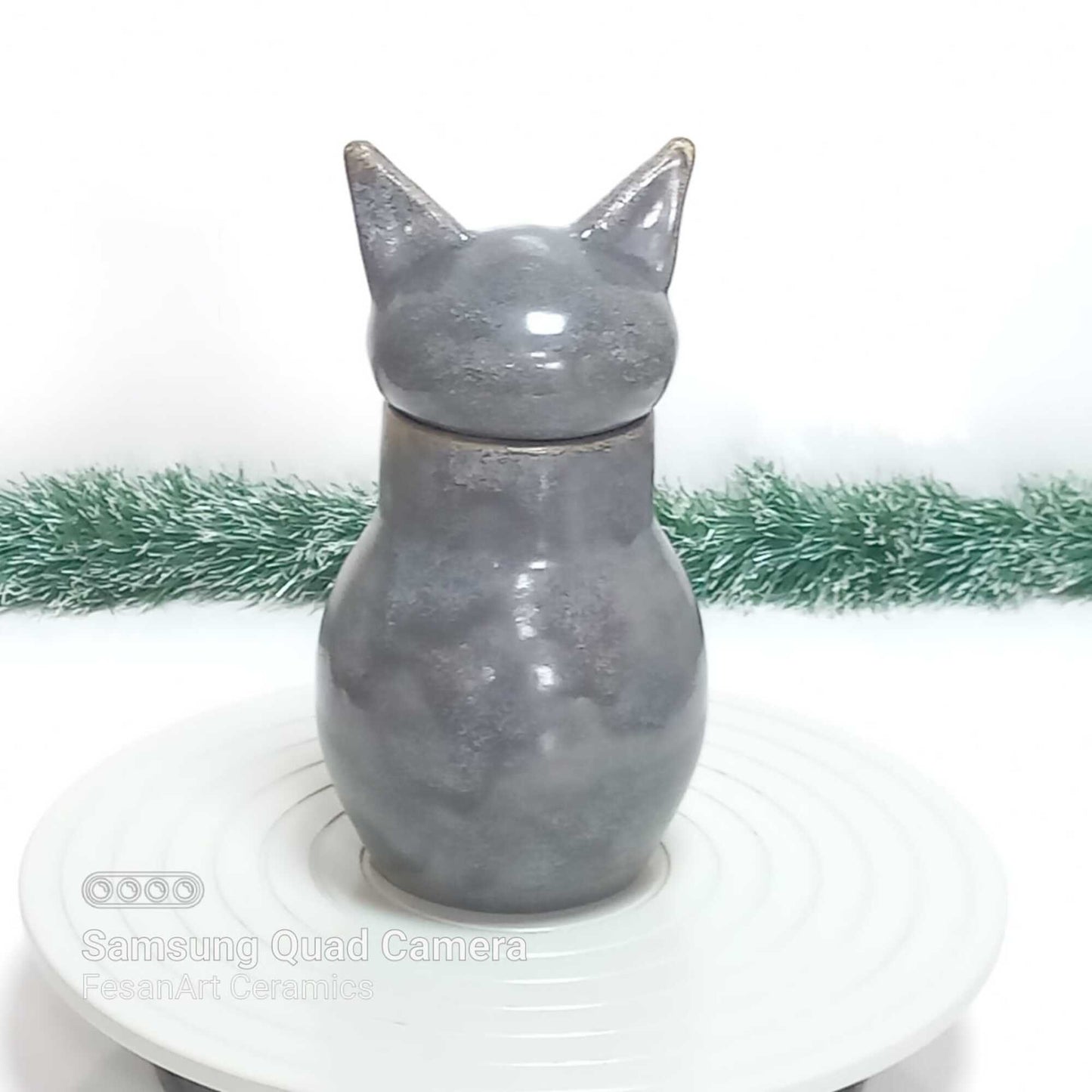 Handcrafted Ceramic Cat Cremation Urn - Indoor/Outdoor Pet Memorial