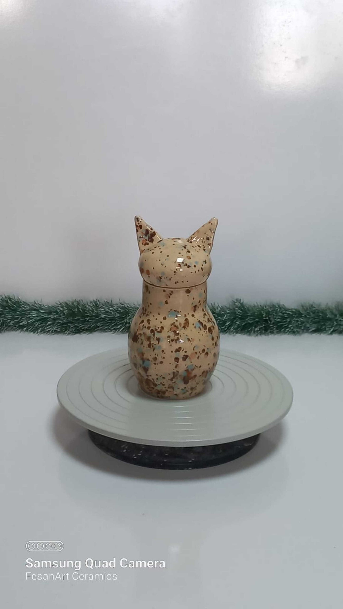 Hand-Crafted Ceramic Cat Urn: Pet Memorial Ash Keepsake