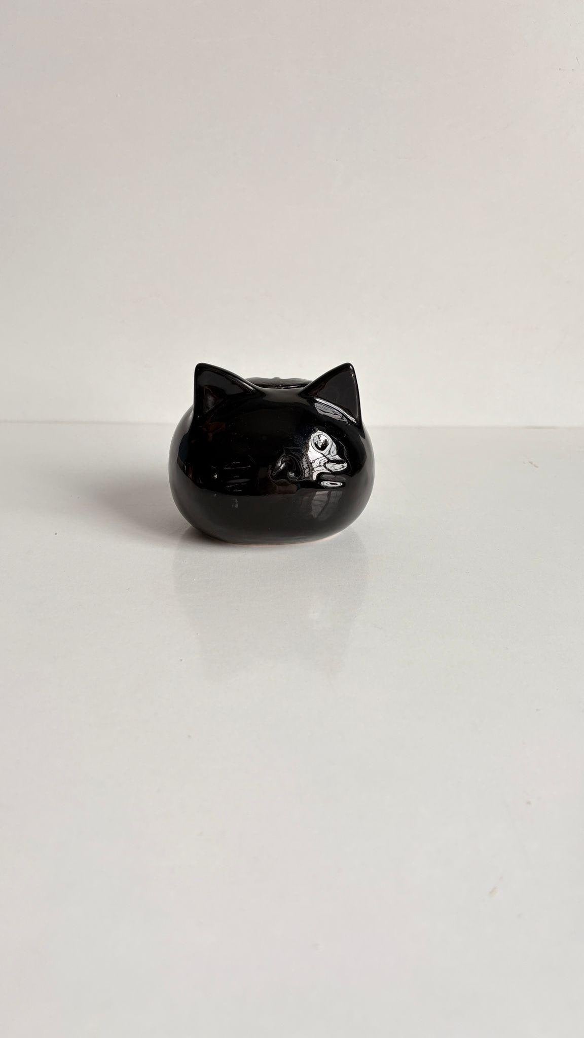 Black Ceramic Cat Urn – Mini Pet Urn, Keepsake Urn for Ashes, Rainbow Bridge Memorial
