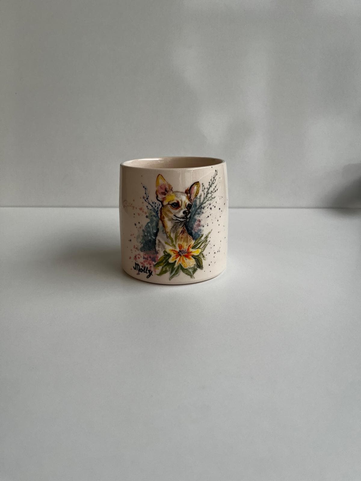 Hand Painted Ceramic Pet Urn: Custom Dog or Cat Portrait