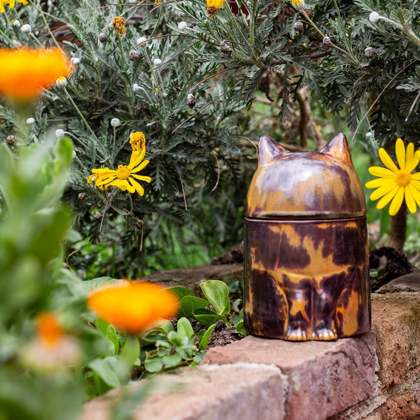 Handmade Ceramic Cat Cremation Urn: Pet Memorial Ash Urn