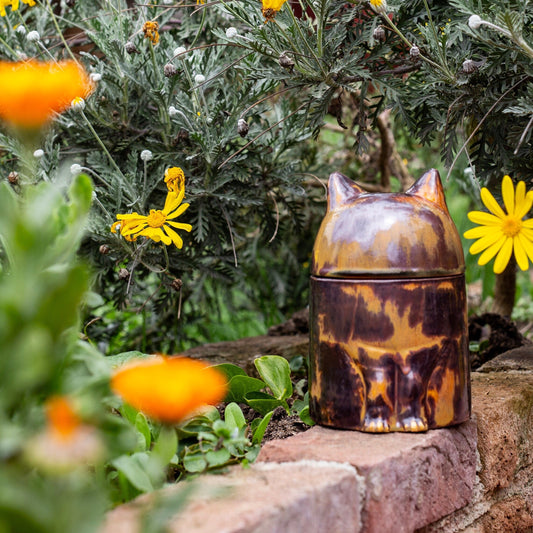 Handmade Ceramic Cat Cremation Urn: Pet Memorial Ash Urn
