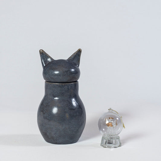 Handcrafted Ceramic Cat Cremation Urn - Indoor/Outdoor Pet Memorial