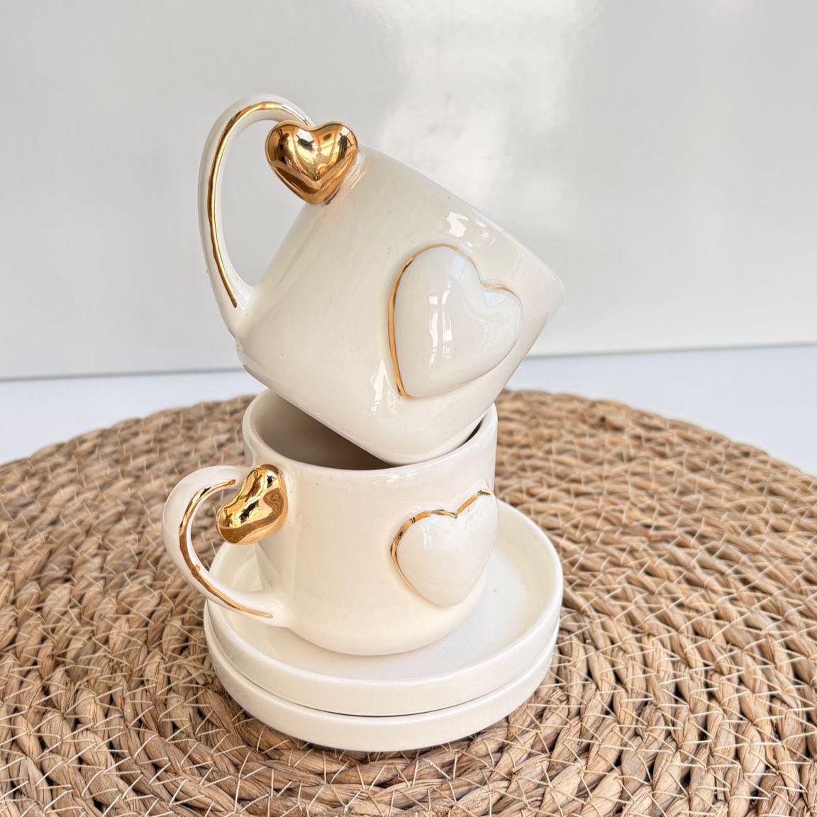 Handmade 24K Gold Turkish Coffee Cup Set | Luxury Ceramic Espresso & Saucer Gift | Artisanal Coffee Lovers’ | Delight  Tazza Turca Oro 24k