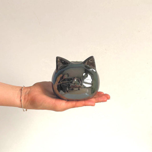 Metalic Green Mini Urn for Cat Ashes | Ceramic Pet Urn | Memorial Keepsake | Katzenurne | Urna Para Gato | Urna Gatto | Katten Urn | Katteur