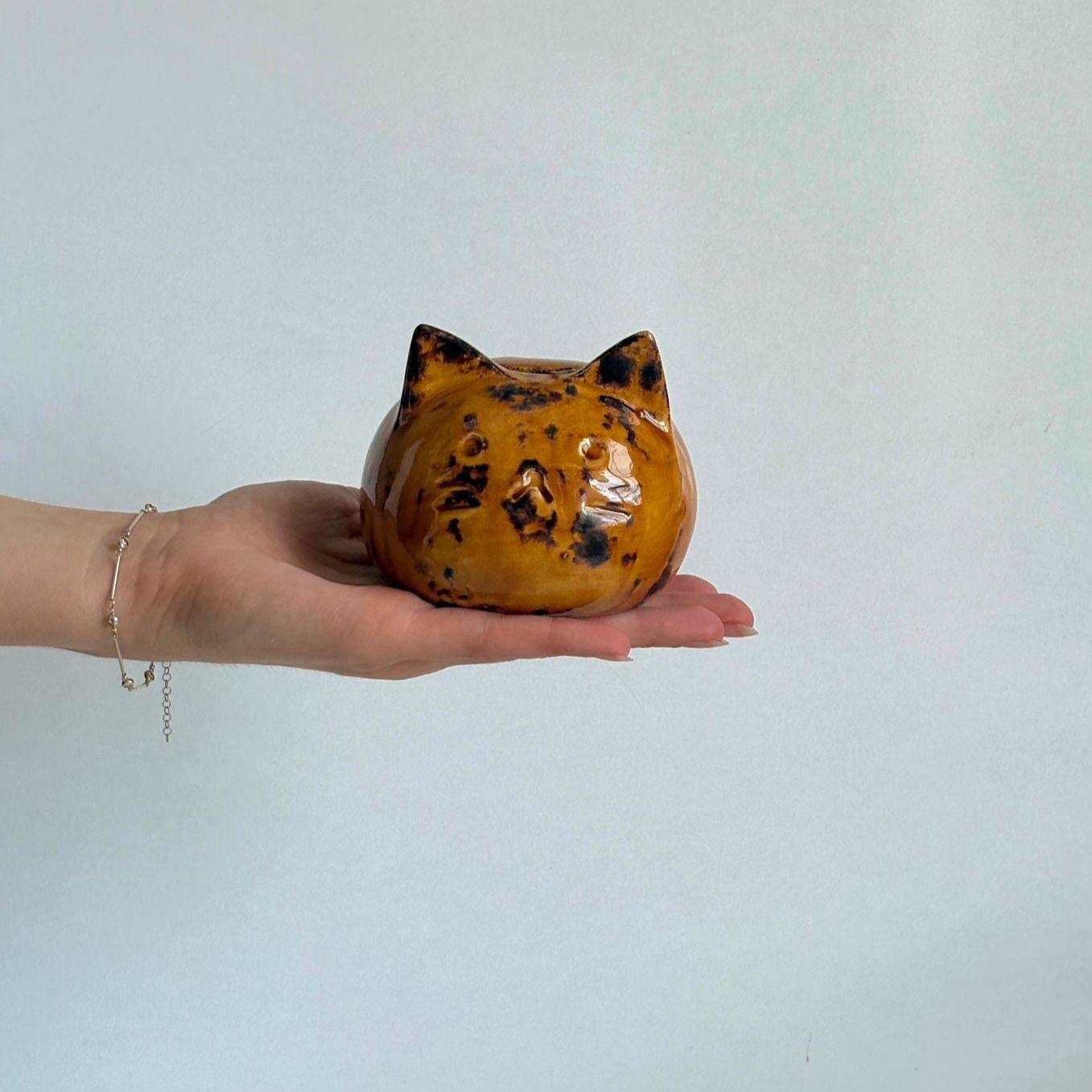 Ceramic Cat Ashes Jar Calico For – Handmade Memorial Urn for Pets – Pet Urn | Cat Urn Vase | Rainbow Bridge Keepsake !
