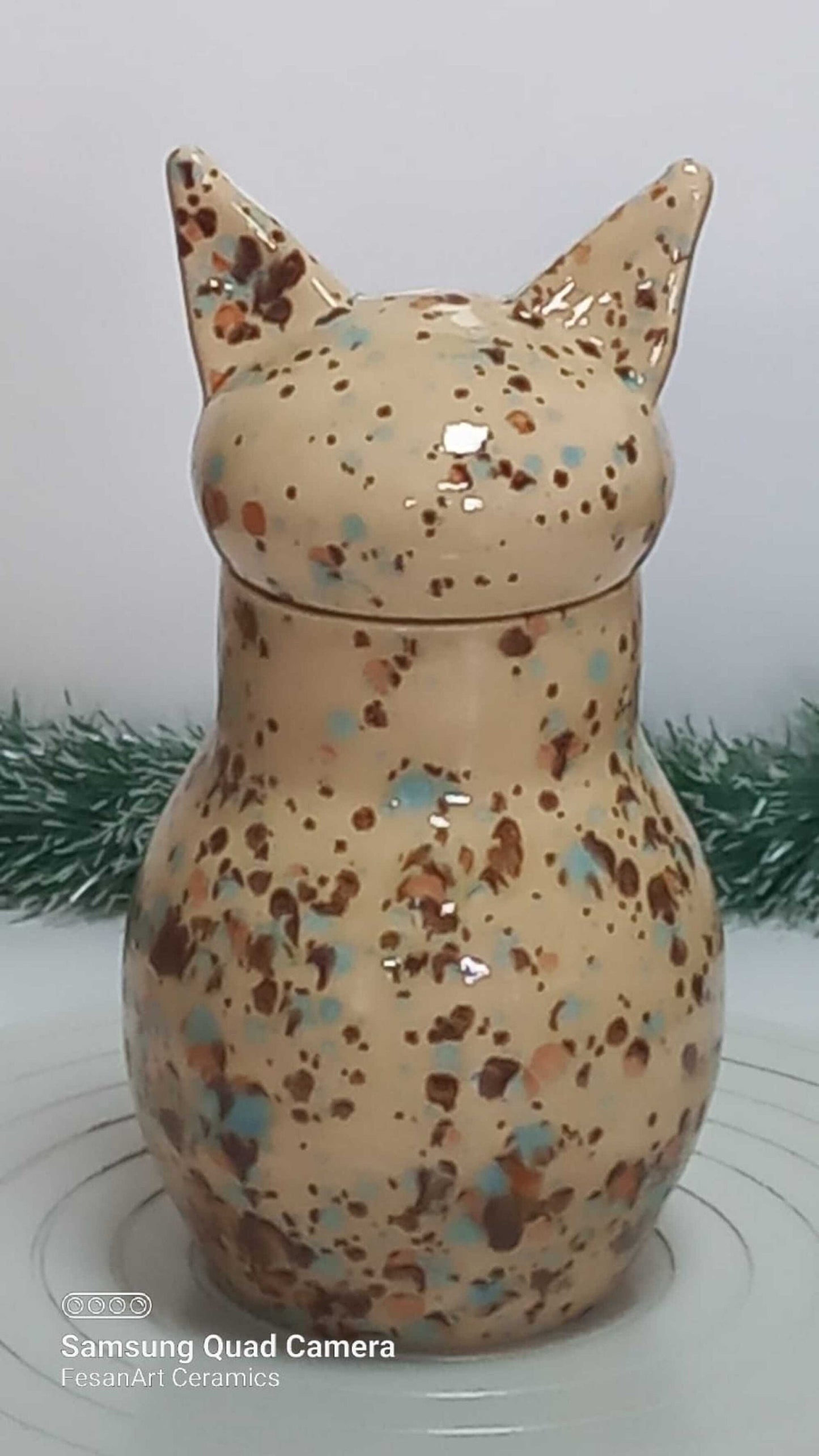 Hand-Crafted Ceramic Cat Urn: Pet Memorial Ash Keepsake