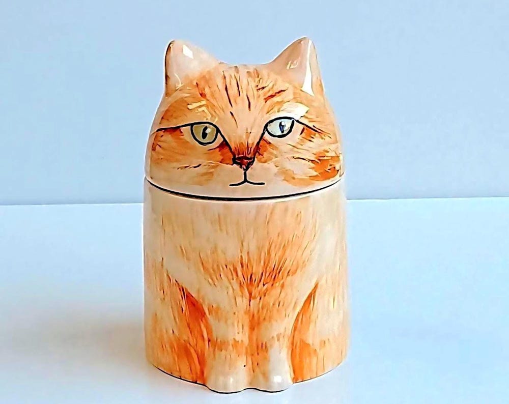 Custom Ceramic Cat Memorial Urn Ginger Cat Keepsake Box