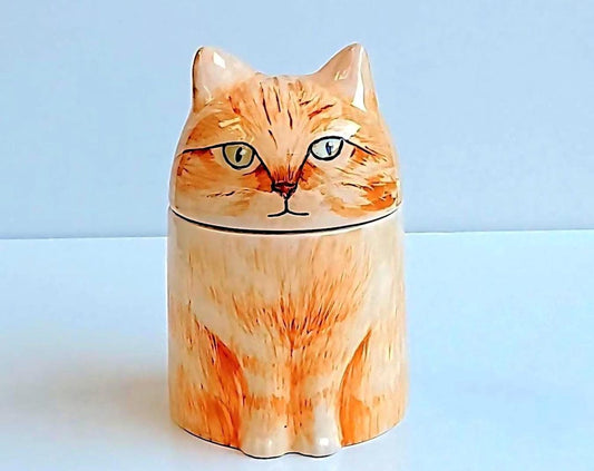 Custom Ceramic Cat Memorial Urn Ginger Cat Keepsake Box